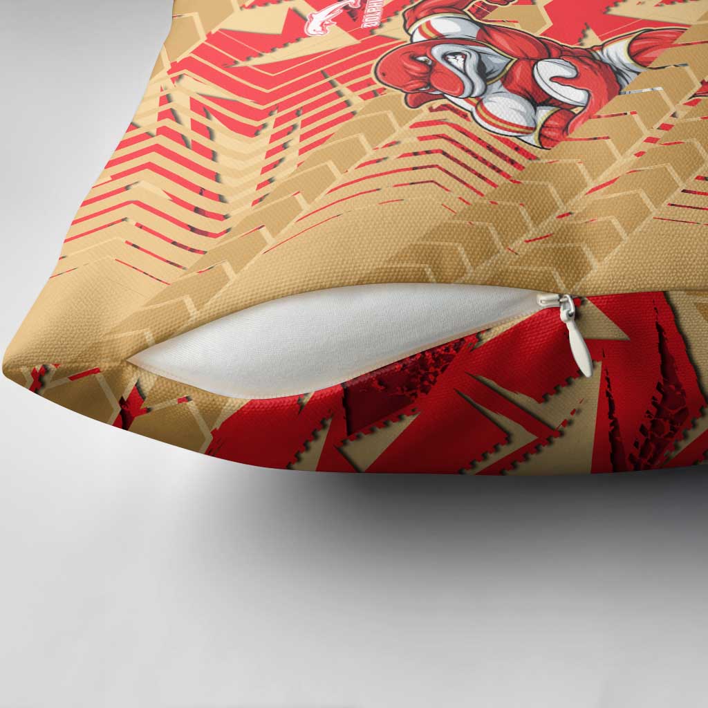 Dolphins Rugby Pillow Cover Fierce Mascot Geometric Tribal Art