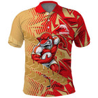 Dolphins Rugby Polo Shirt Fierce Mascot Geometric Tribal Art