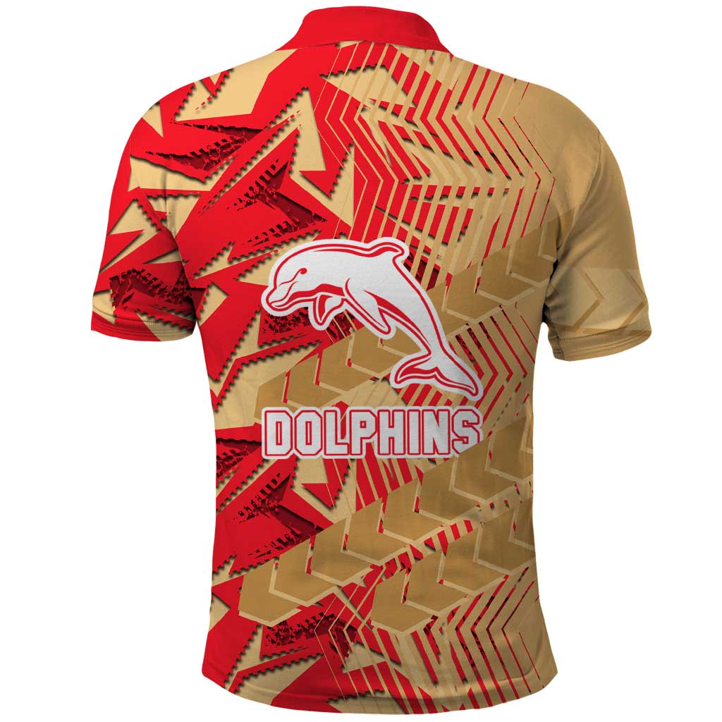 Dolphins Rugby Polo Shirt Fierce Mascot Geometric Tribal Art