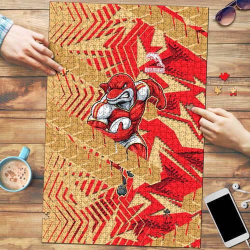 Dolphins Rugby Puzzle Fierce Mascot Geometric Tribal Art