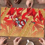 Dolphins Rugby Puzzle Fierce Mascot Geometric Tribal Art