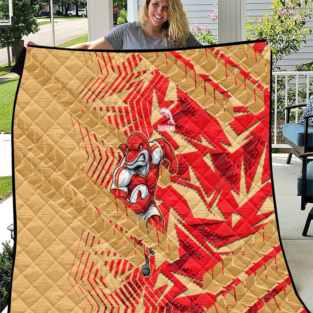 Dolphins Rugby Quilt Fierce Mascot Geometric Tribal Art