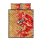 Dolphins Rugby Quilt Bed Set Fierce Mascot Geometric Tribal Art