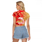 Dolphins Rugby Raglan Cropped T Shirt Fierce Mascot Geometric Tribal Art