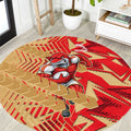 Dolphins Rugby Round Carpet Fierce Mascot Geometric Tribal Art