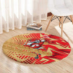 Dolphins Rugby Round Carpet Fierce Mascot Geometric Tribal Art