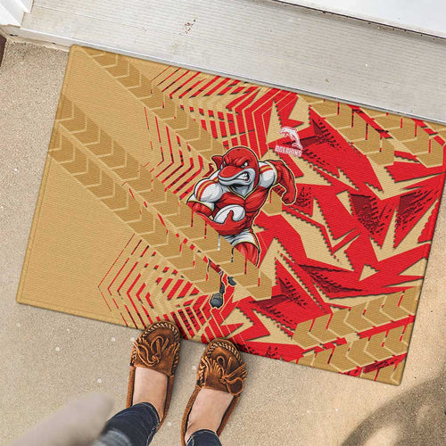 Dolphins Rugby Rubber Doormat Fierce Mascot Geometric Tribal Art