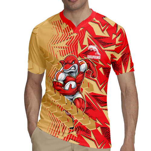 Dolphins Rugby Rugby Jersey Fierce Mascot Geometric Tribal Art