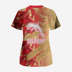 Dolphins Rugby Scrub Top Fierce Mascot Geometric Tribal Art