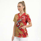 Dolphins Rugby Scrub Top Fierce Mascot Geometric Tribal Art