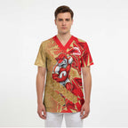 Dolphins Rugby Scrub Top Fierce Mascot Geometric Tribal Art