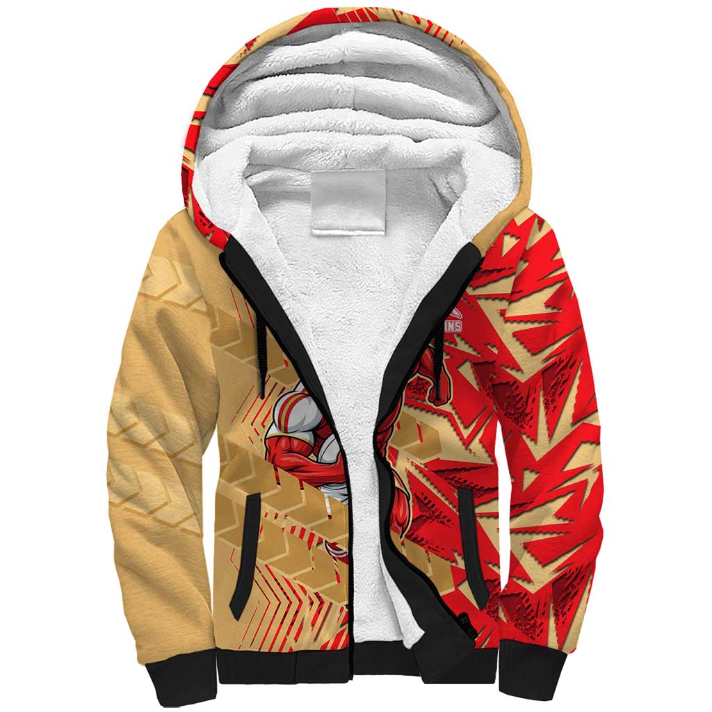 Dolphins Rugby Sherpa Hoodie Fierce Mascot Geometric Tribal Art