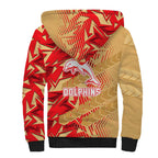 Dolphins Rugby Sherpa Hoodie Fierce Mascot Geometric Tribal Art