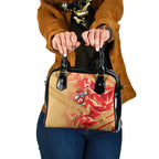 Dolphins Rugby Shoulder Handbag Fierce Mascot Geometric Tribal Art