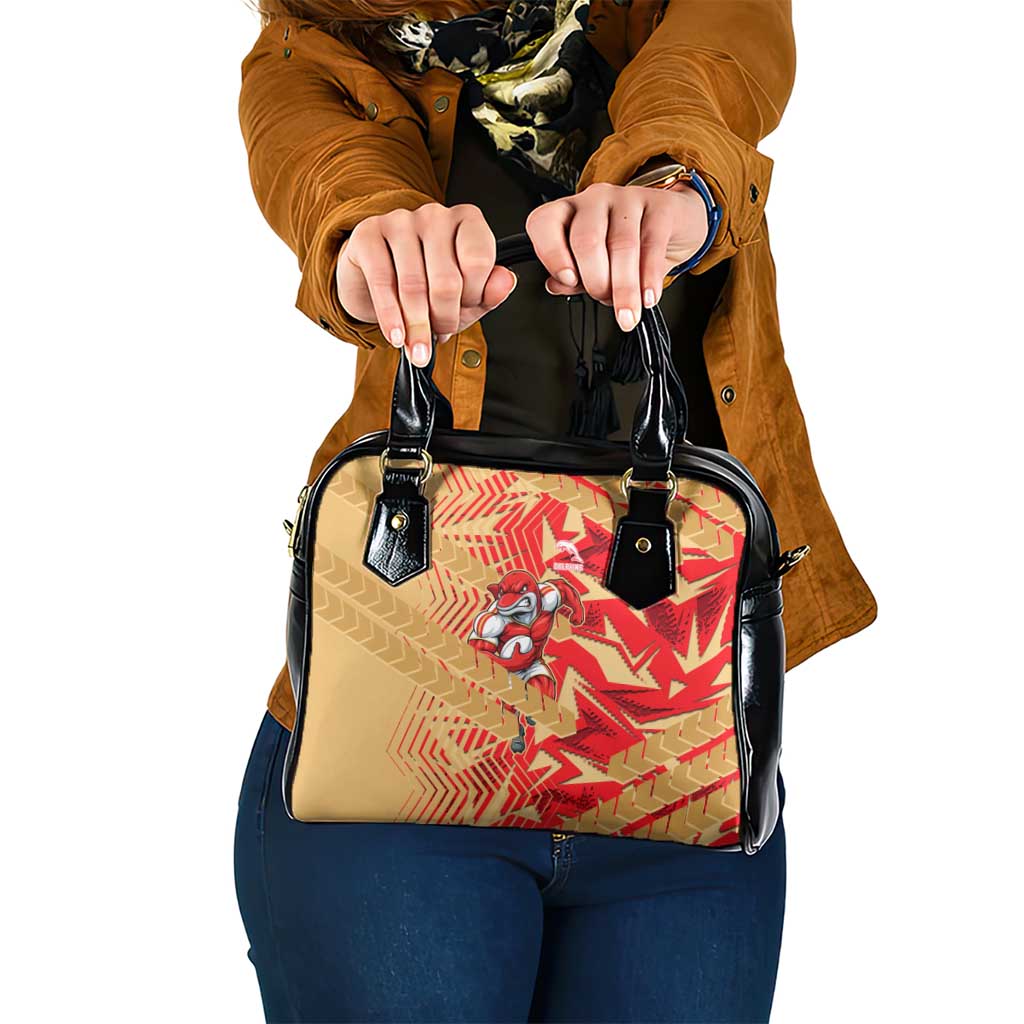 Dolphins Rugby Shoulder Handbag Fierce Mascot Geometric Tribal Art