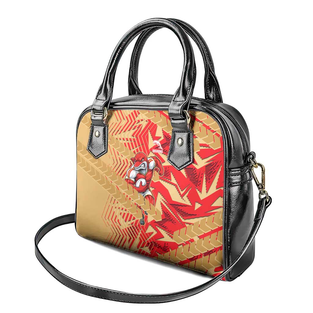 Dolphins Rugby Shoulder Handbag Fierce Mascot Geometric Tribal Art