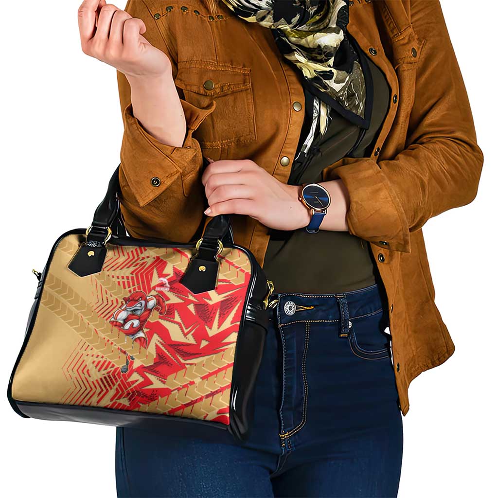 Dolphins Rugby Shoulder Handbag Fierce Mascot Geometric Tribal Art