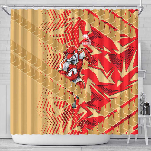 Dolphins Rugby Shower Curtain Fierce Mascot Geometric Tribal Art