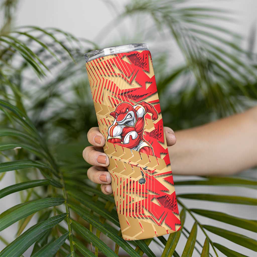 Dolphins Rugby Skinny Tumbler Fierce Mascot Geometric Tribal Art