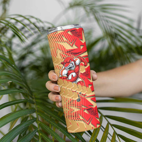 Dolphins Rugby Skinny Tumbler Fierce Mascot Geometric Tribal Art