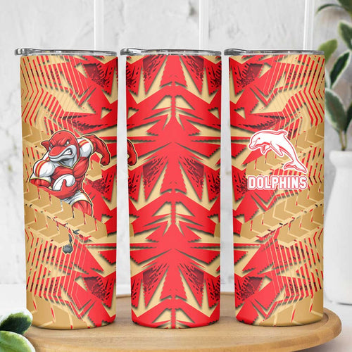 Dolphins Rugby Skinny Tumbler Fierce Mascot Geometric Tribal Art
