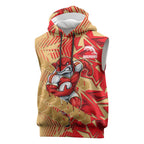 Dolphins Rugby Sleeveless Hoodie Fierce Mascot Geometric Tribal Art
