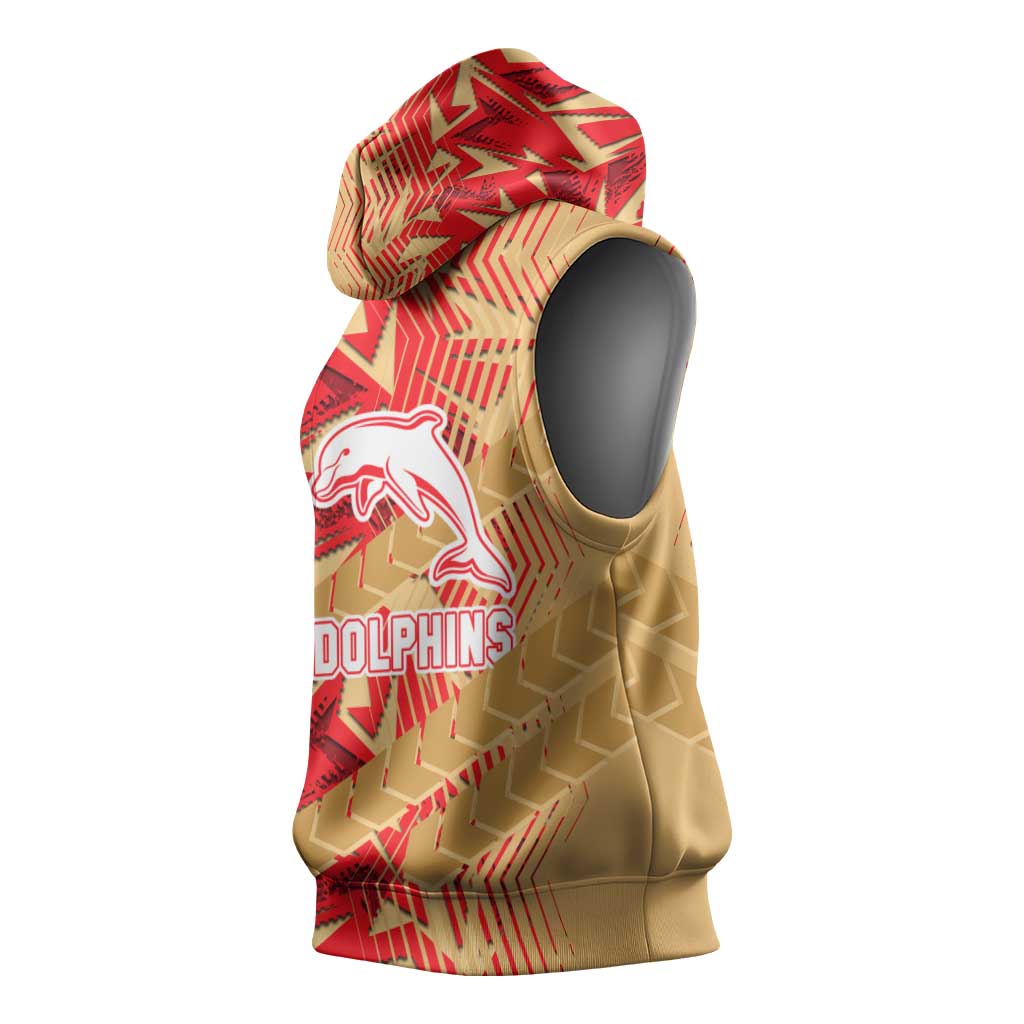 Dolphins Rugby Sleeveless Hoodie Fierce Mascot Geometric Tribal Art