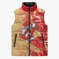 Dolphins Rugby Sleeveless Puffer Jacket Fierce Mascot Geometric Tribal Art