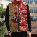 Dolphins Rugby Sleeveless Puffer Jacket Fierce Mascot Geometric Tribal Art