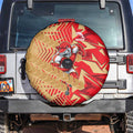Dolphins Rugby Spare Tire Cover Fierce Mascot Geometric Tribal Art