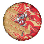 Dolphins Rugby Spare Tire Cover Fierce Mascot Geometric Tribal Art