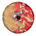 Dolphins Rugby Spare Tire Cover Fierce Mascot Geometric Tribal Art