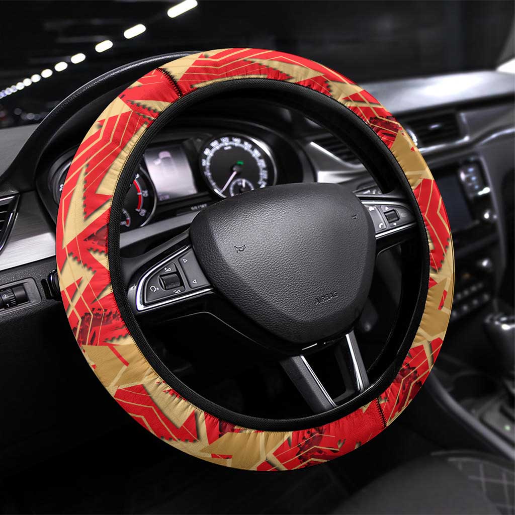 Dolphins Rugby Steering Wheel Cover Fierce Mascot Geometric Tribal Art