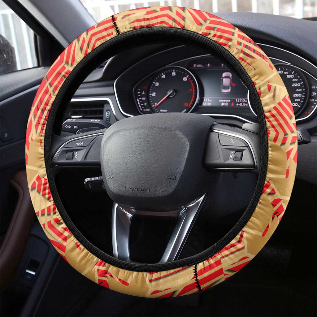 Dolphins Rugby Steering Wheel Cover Fierce Mascot Geometric Tribal Art