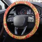 Dolphins Rugby Steering Wheel Cover Fierce Mascot Geometric Tribal Art