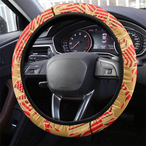 Dolphins Rugby Steering Wheel Cover Fierce Mascot Geometric Tribal Art
