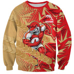 Dolphins Rugby Sweatshirt Fierce Mascot Geometric Tribal Art
