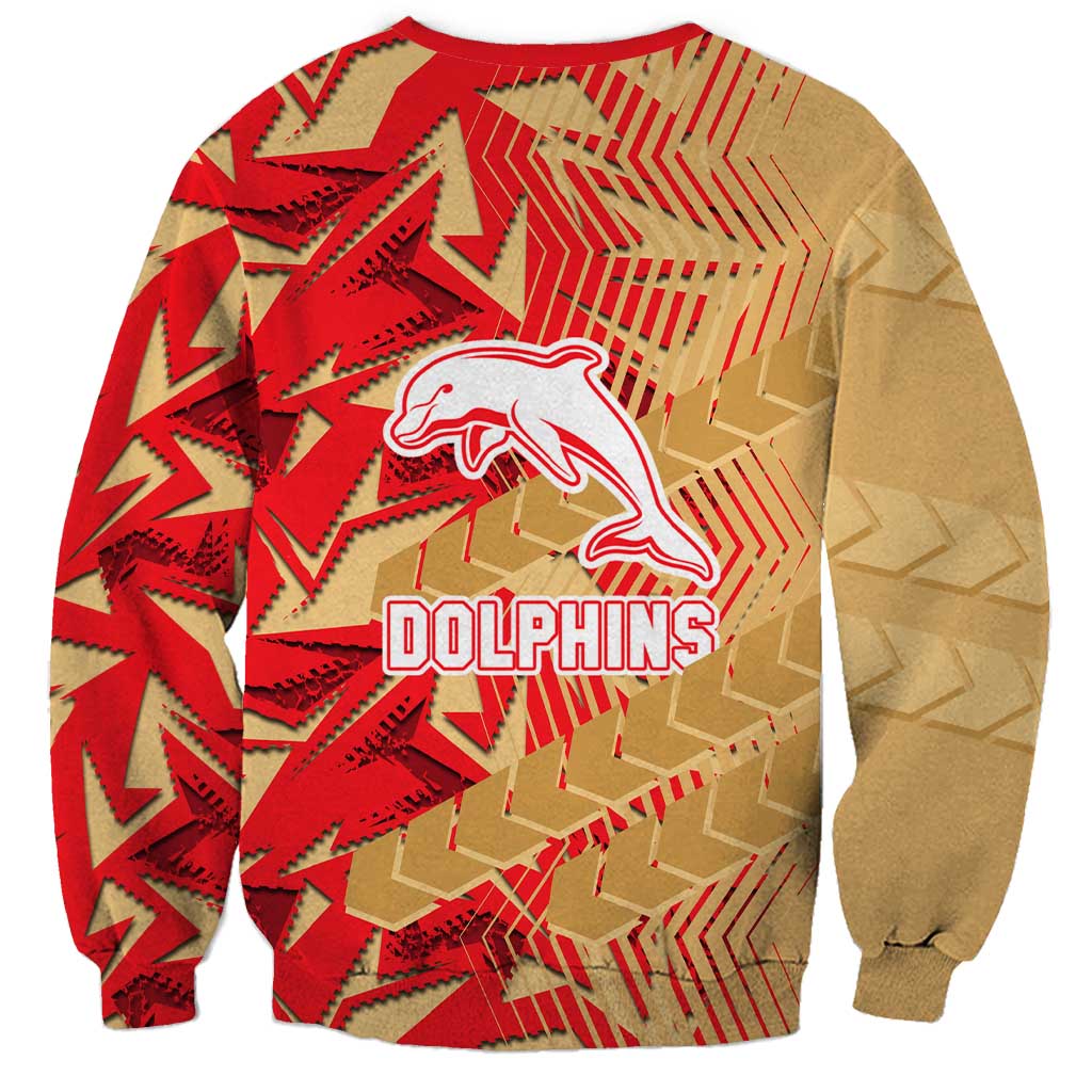Dolphins Rugby Sweatshirt Fierce Mascot Geometric Tribal Art