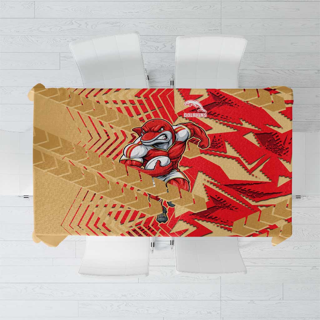 Dolphins Rugby Tablecloth Fierce Mascot Geometric Tribal Art