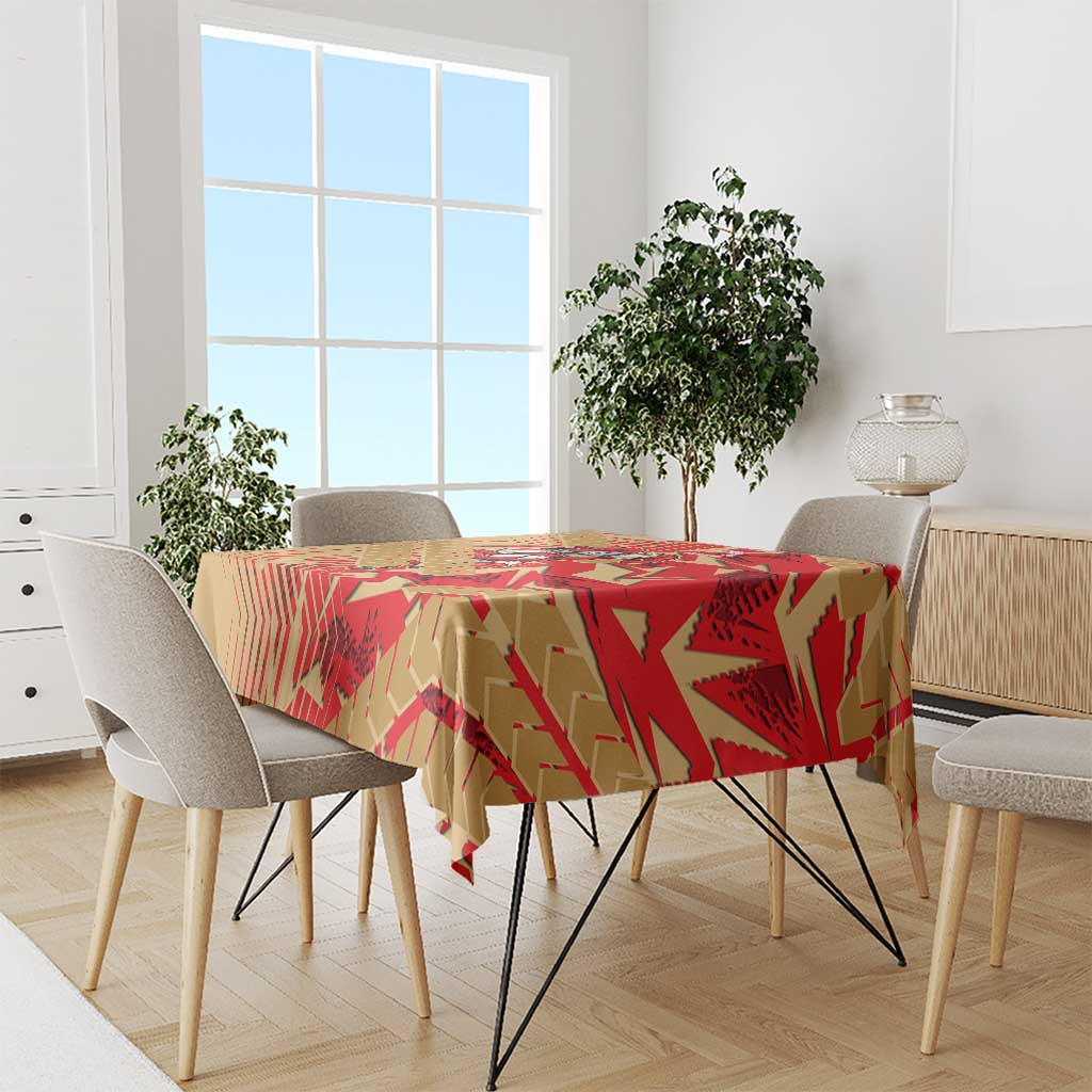 Dolphins Rugby Tablecloth Fierce Mascot Geometric Tribal Art