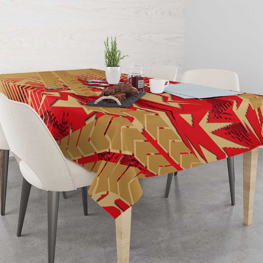 Dolphins Rugby Tablecloth Fierce Mascot Geometric Tribal Art