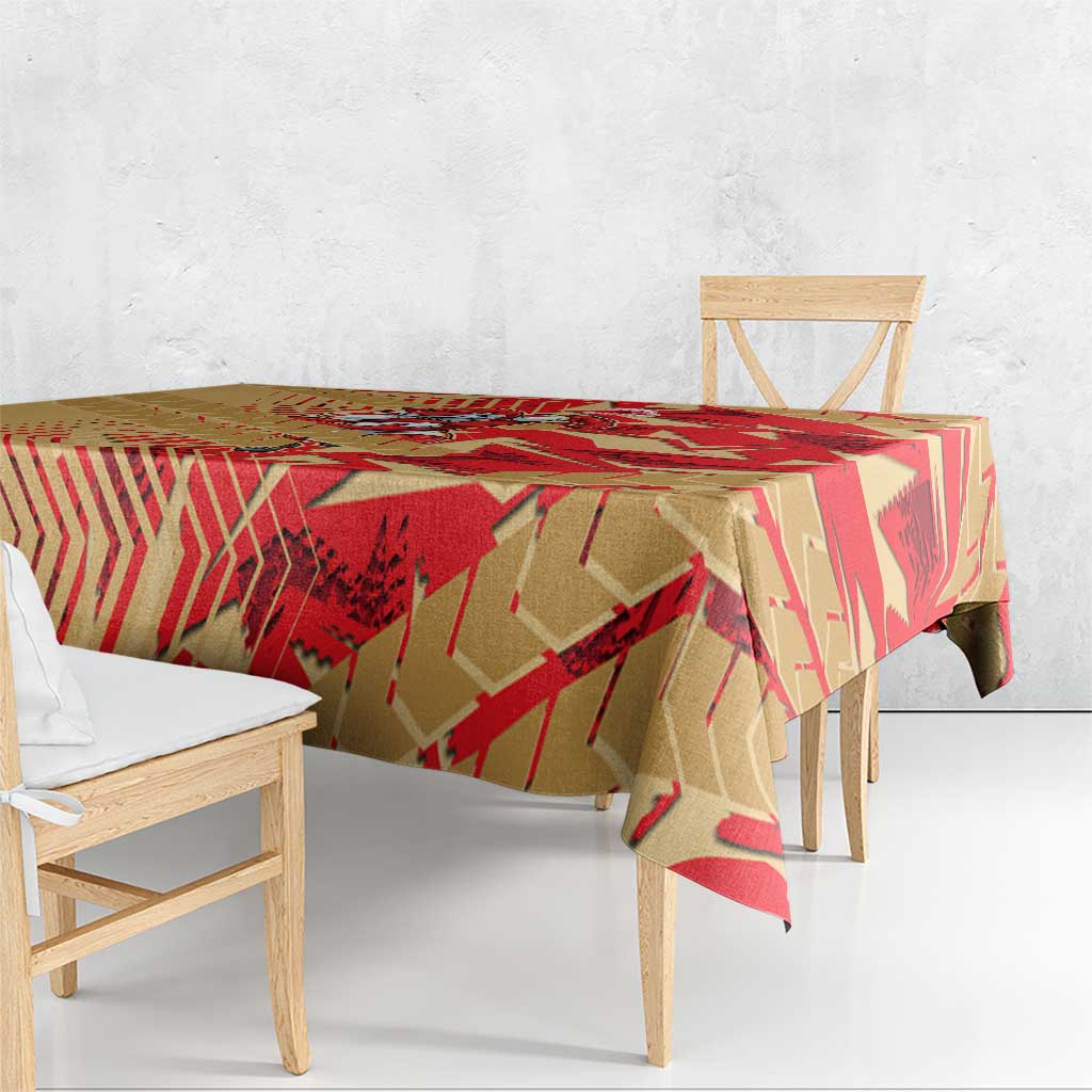 Dolphins Rugby Tablecloth Fierce Mascot Geometric Tribal Art