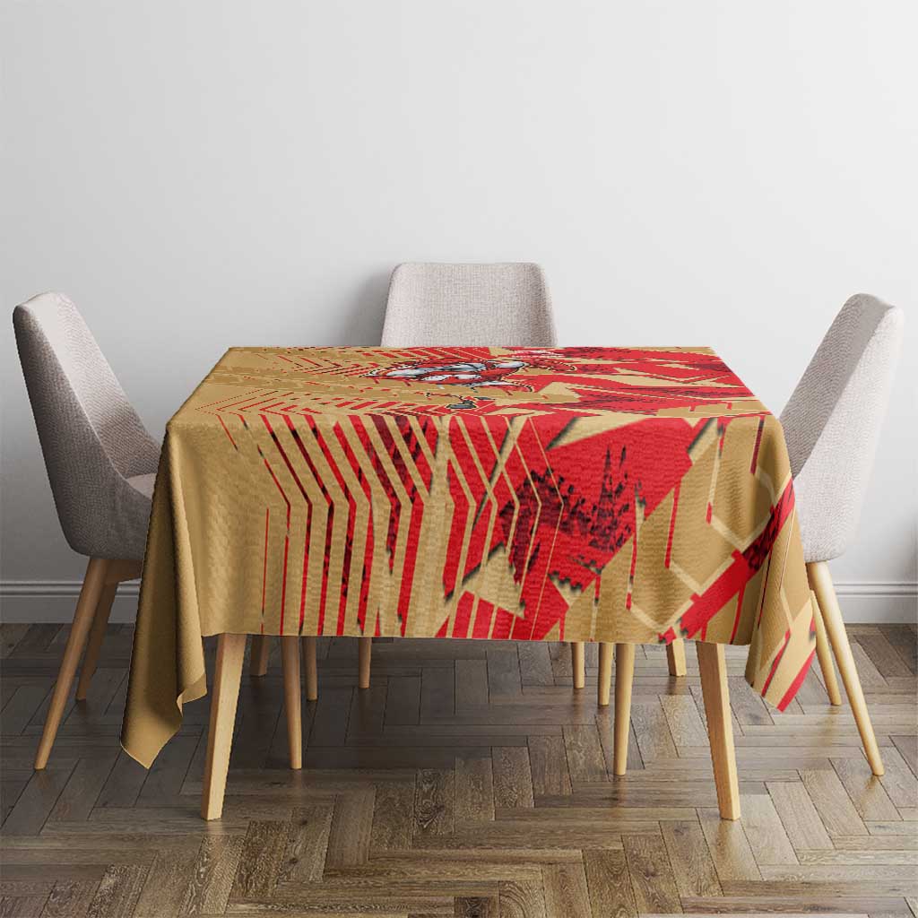 Dolphins Rugby Tablecloth Fierce Mascot Geometric Tribal Art