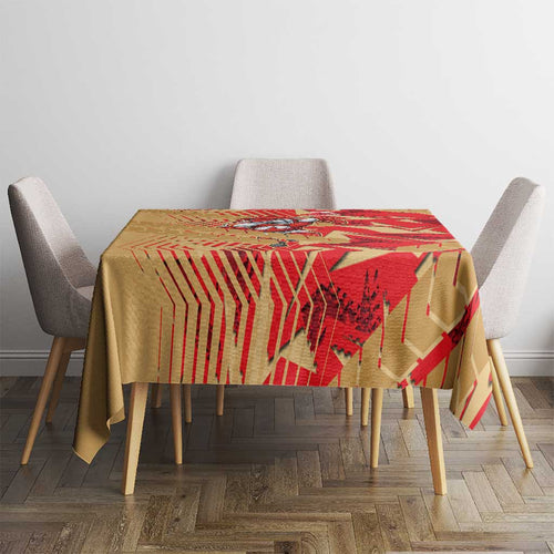 Dolphins Rugby Tablecloth Fierce Mascot Geometric Tribal Art