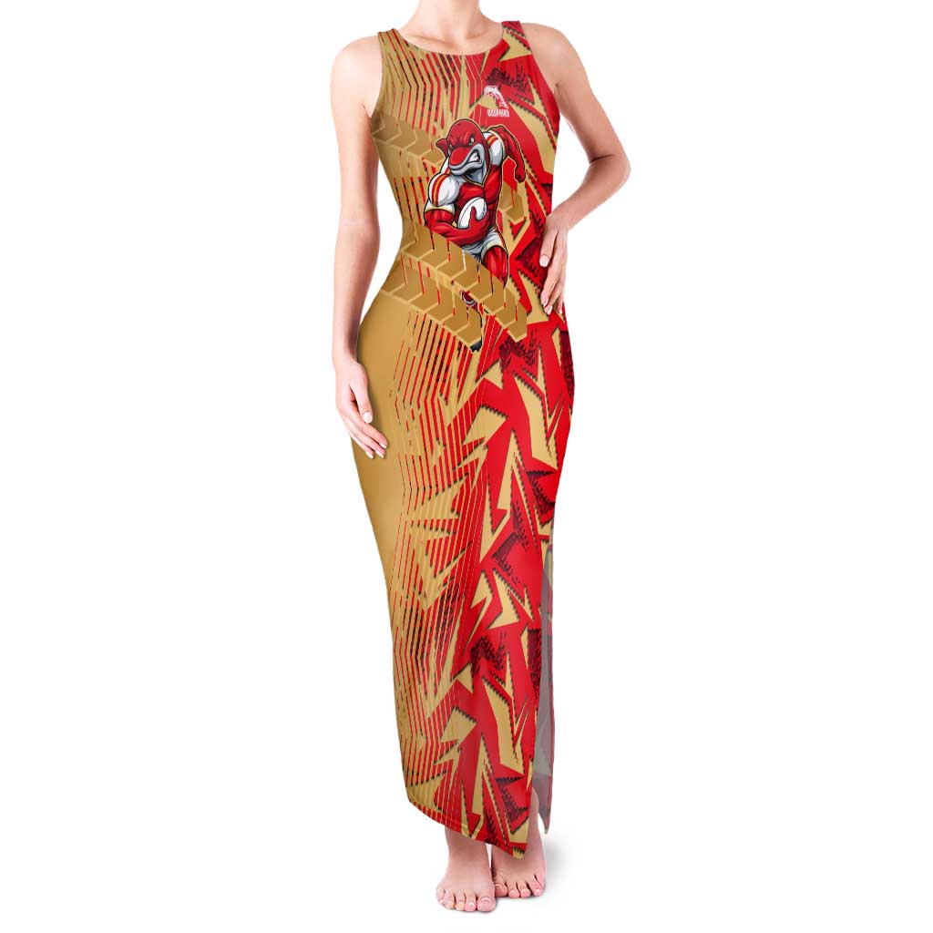Dolphins Rugby Tank Maxi Dress Fierce Mascot Geometric Tribal Art