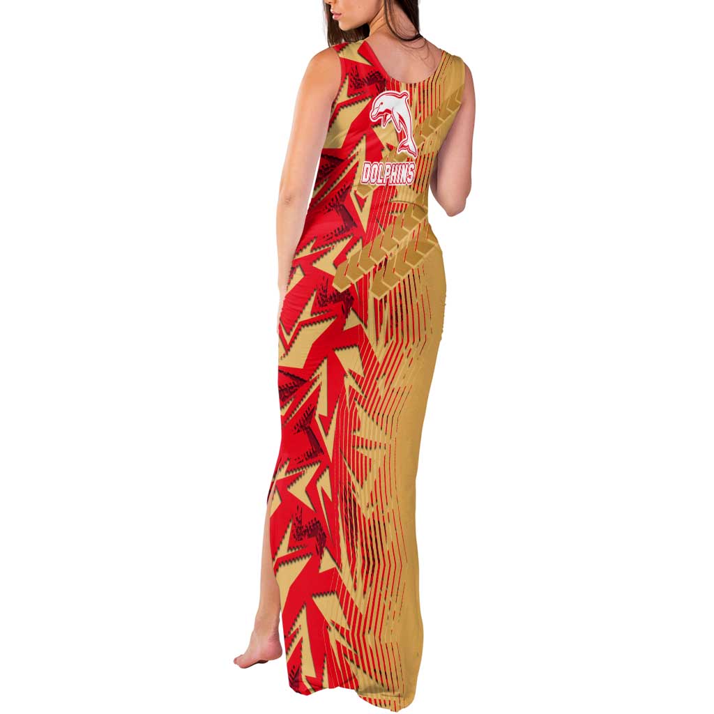 Dolphins Rugby Tank Maxi Dress Fierce Mascot Geometric Tribal Art
