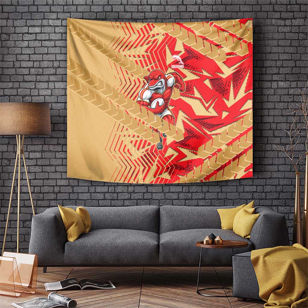 Dolphins Rugby Tapestry Fierce Mascot Geometric Tribal Art