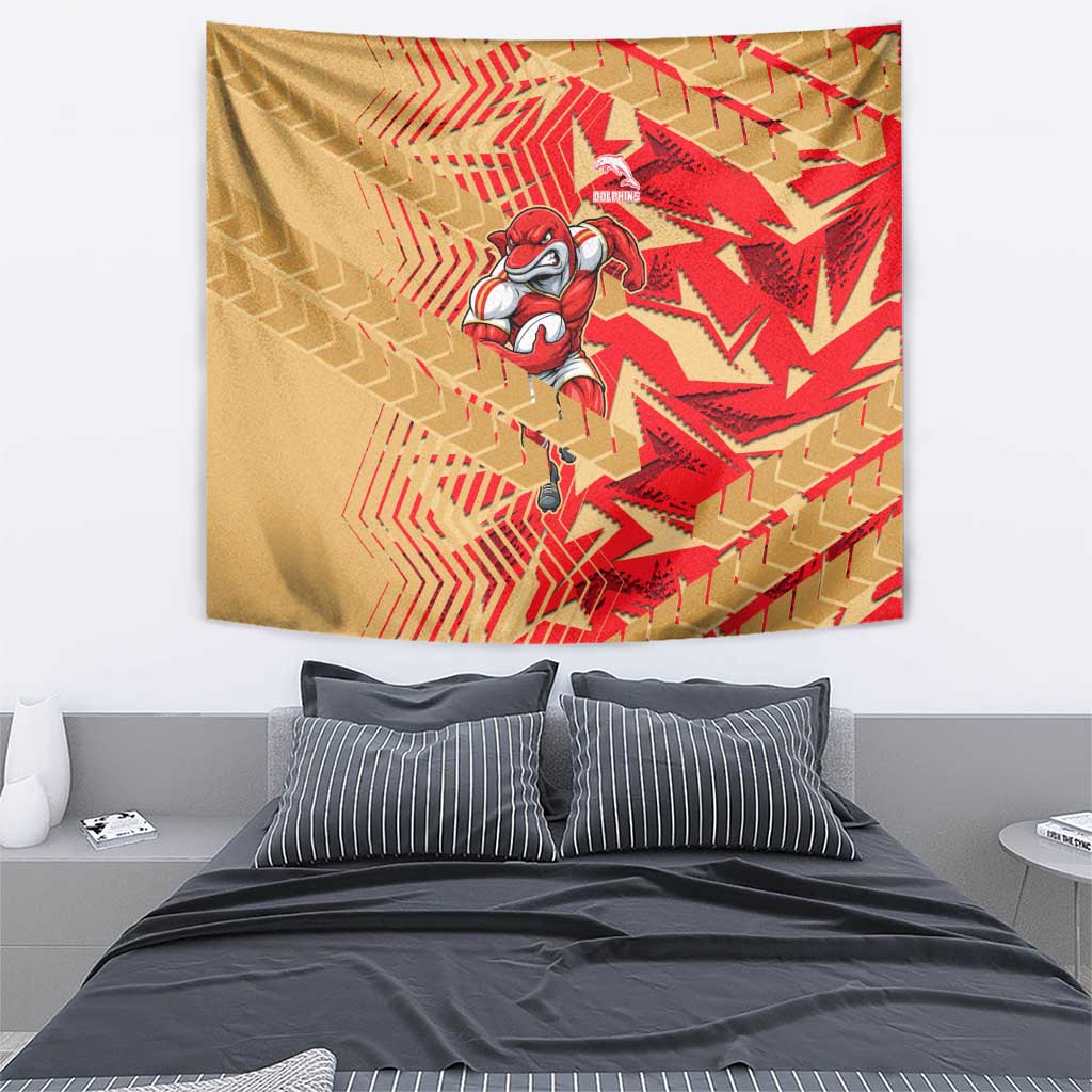 Dolphins Rugby Tapestry Fierce Mascot Geometric Tribal Art