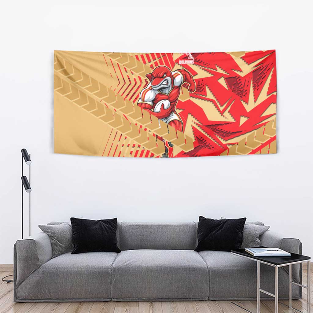 Dolphins Rugby Tapestry Fierce Mascot Geometric Tribal Art