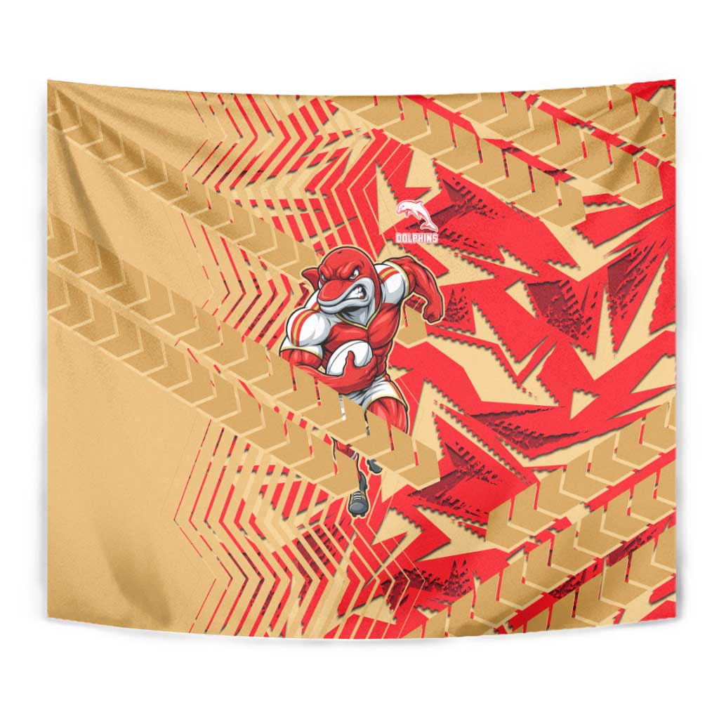 Dolphins Rugby Tapestry Fierce Mascot Geometric Tribal Art